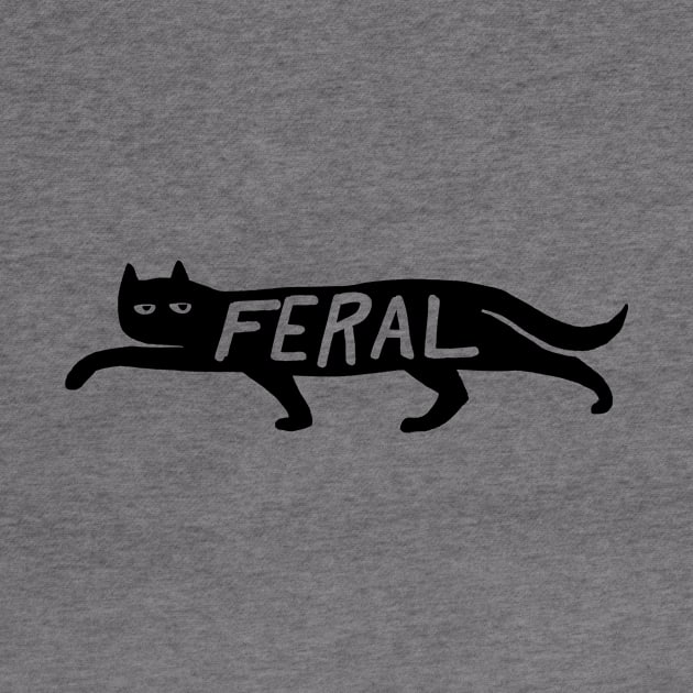 Feral Black Cat by teeandcompany